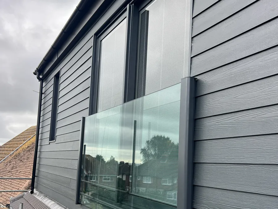 Grey Hardie board cladding on a new dormer extension, Brighton